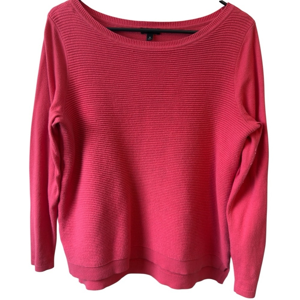 Talbots Pink Ribbed Boat Neck Sweater Women’s Medium Preppy Classic Knit - Picture 2 of 7